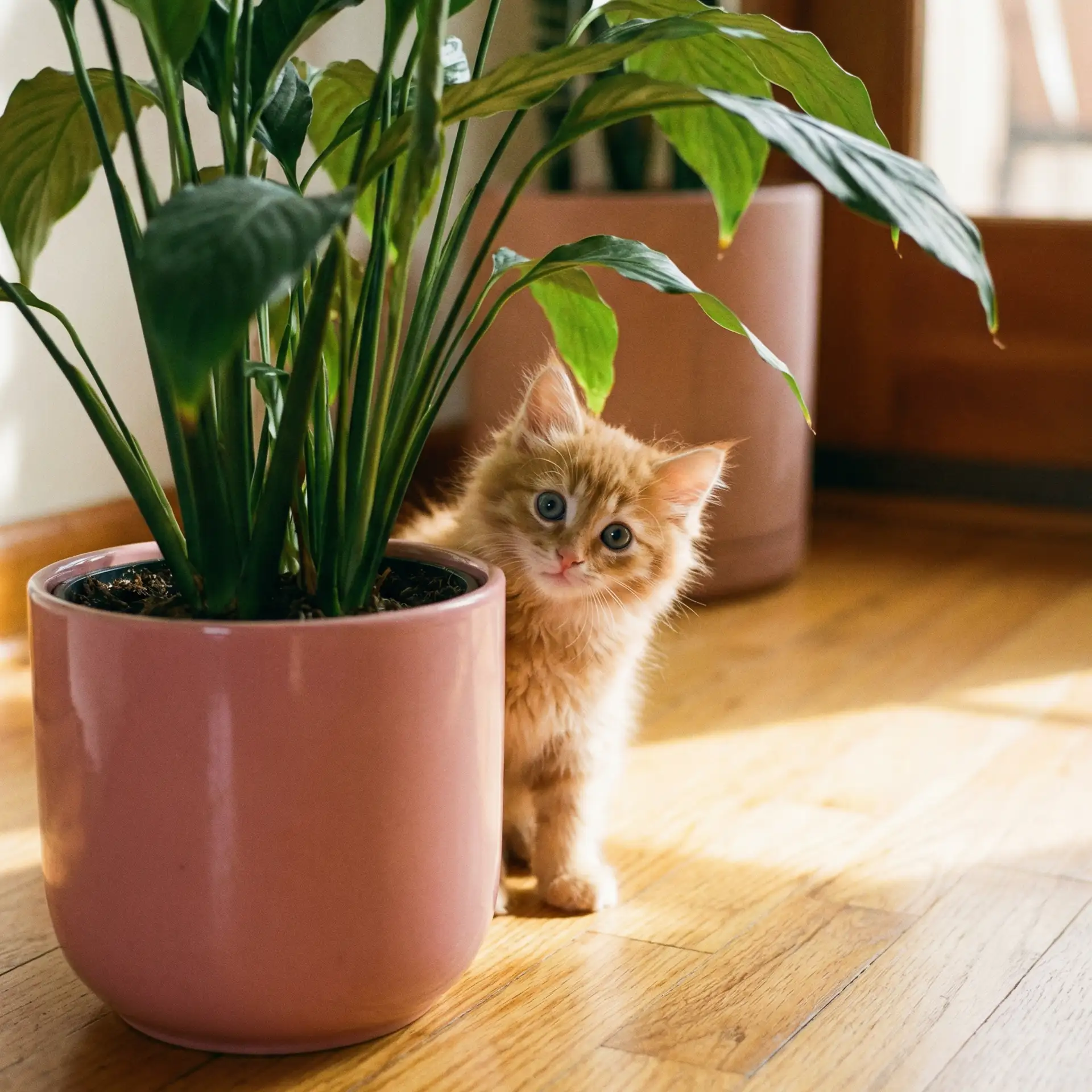 小猫从花盆后探头 - 金鳞岂是池中物